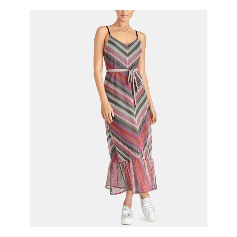 RACHEL ROY Womens Orange Spaghetti Strap Maxi Sheath Party Dress M